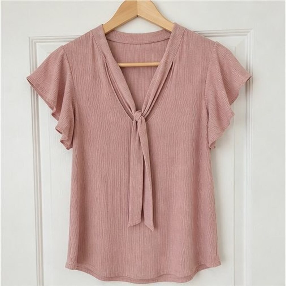 Blush Tie Neck Blouse